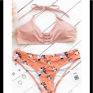Cupshe coral floral bikini